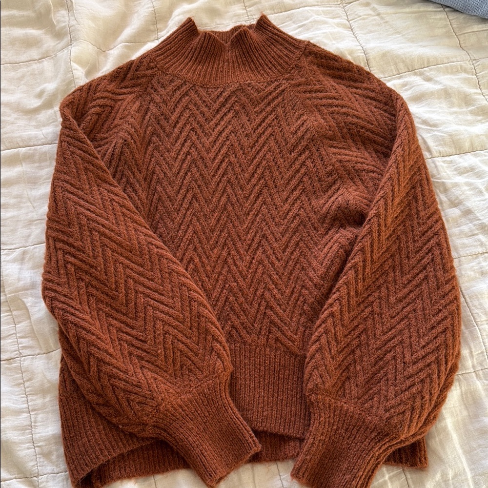 Abercrombie & Fitch Textured Turtle Neck Sweater Burnt Orange
